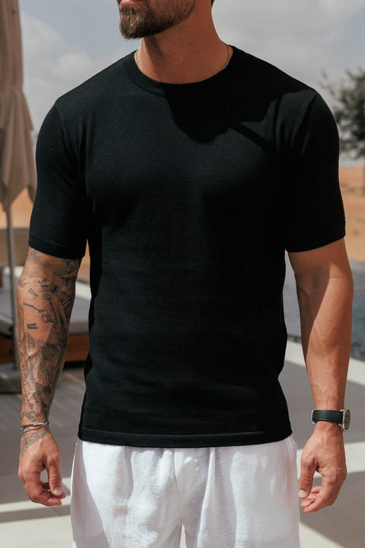 KNIT T-SHIRT - BLACK